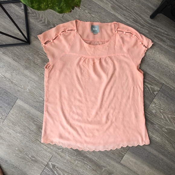 Anthropology Maeve peach scalloped top - Picture 4 of 8
